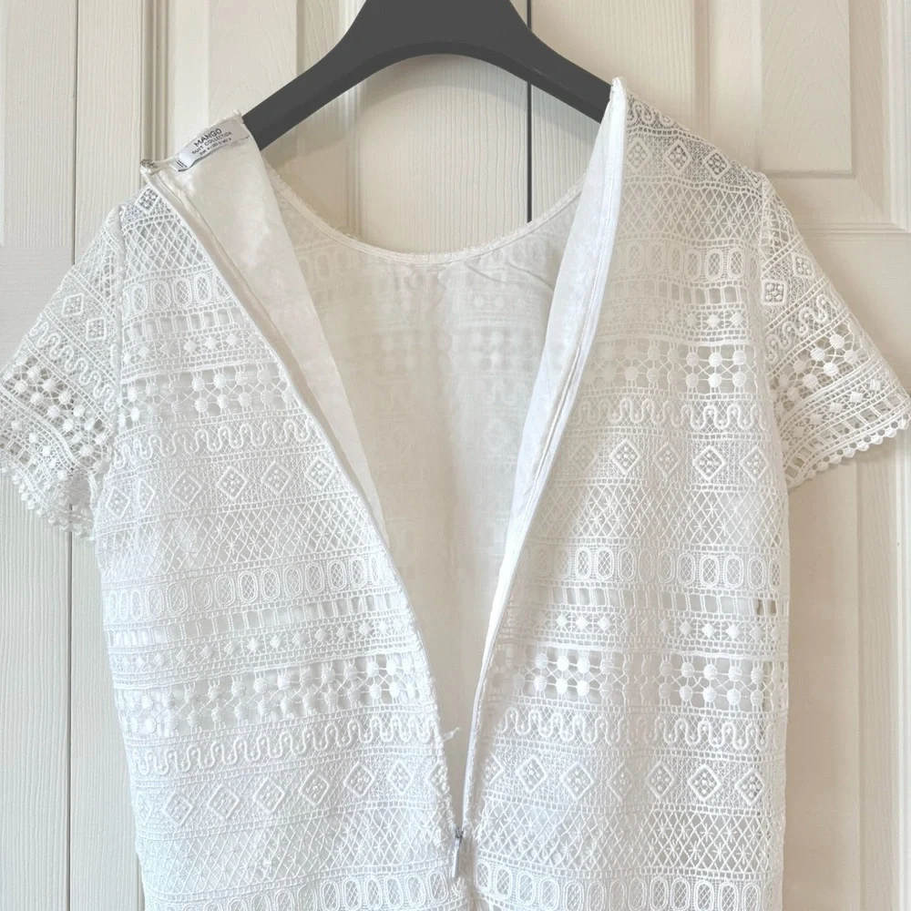 MANGO Elegant White Lace Dress - Picture 12 of 15